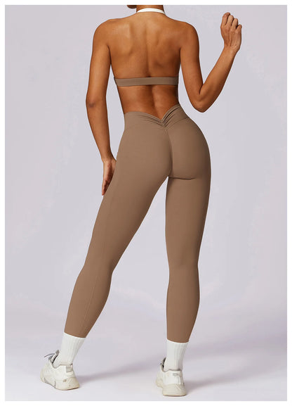 V-shaped Back Yoga Pants High Waist Leggings Gym Workout Tights Sport Women Fitness Female Legging Tummy Control Running Tights