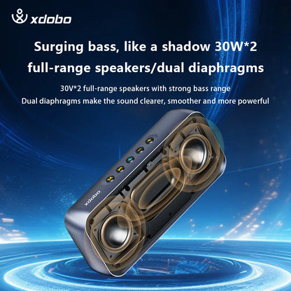 Altavoz inalámbrico XDOBO con subwoofer para el hogar, Smart TV, oficina, tableta, exterior, camping, fiestas, barra de sonido de 60 W, graves profundos, boombox