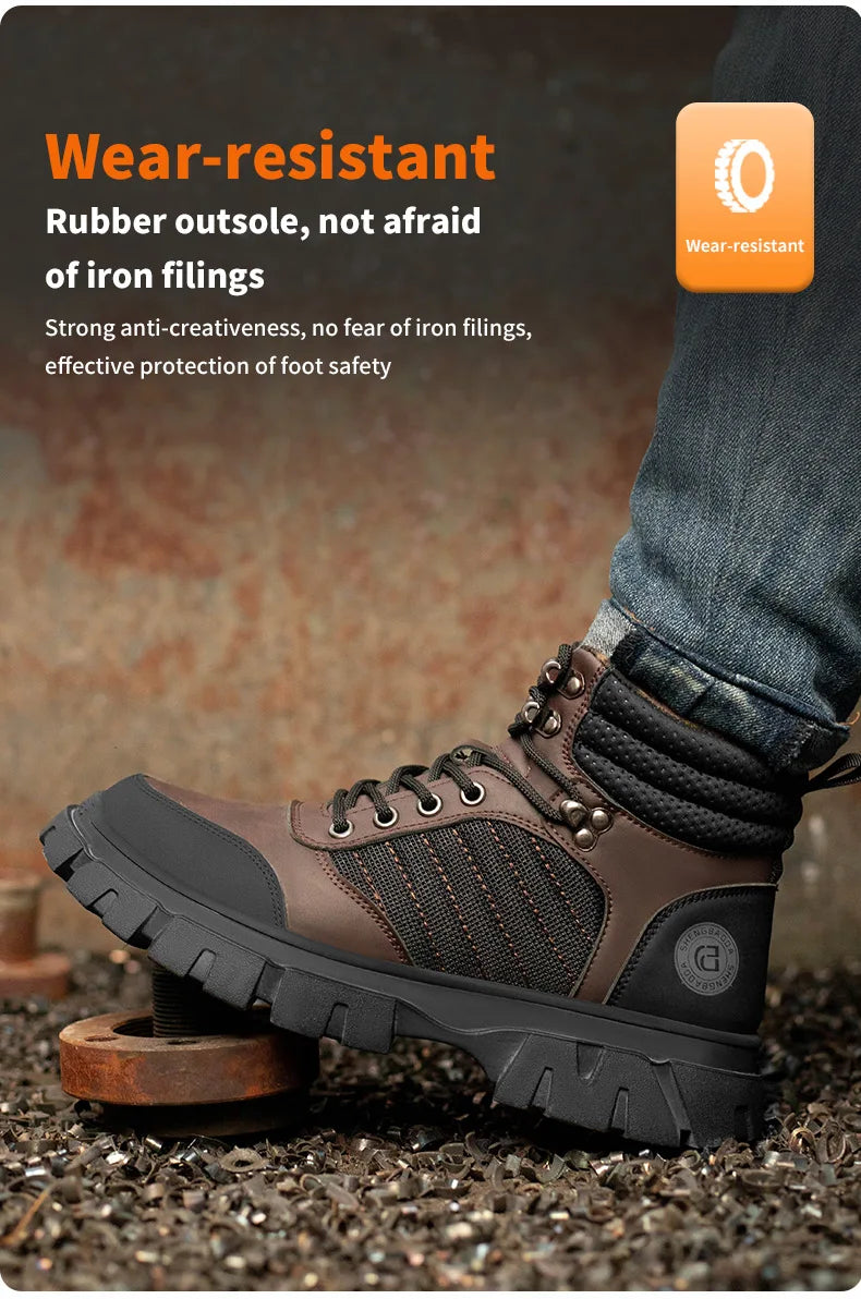 Zapatos de seguridad con puntera de acero para hombre, botas de trabajo indestructibles, zapatos de seguridad ligeros, zapatillas protectoras para caminar, antiaplastamiento y antipinchazos.