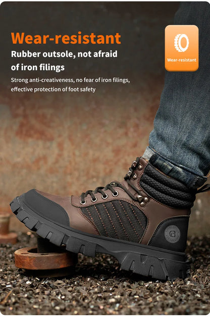 Zapatos de seguridad con puntera de acero para hombre, botas de trabajo indestructibles, zapatos de seguridad ligeros, zapatillas protectoras para caminar, antiaplastamiento y antipinchazos.