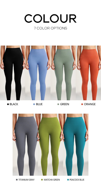 Leggings deportivas para mujer, color sólido, para gimnasio, correr, yoga, pantalones largos, cintura alta, efecto vientre plano, elásticas, pantalones de chándal, siete colores.