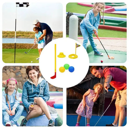 Juguetes de golf portátiles para exteriores, juego de ejercicio en interiores con pelotas y palos de golf de entrenamiento. Juego de juguetes de golf.