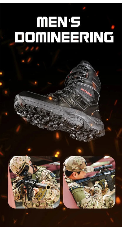 Botas altas de piel para hombre de alta calidad, transpirables, estilo desértico, ideales para actividades al aire libre. Botines antideslizantes para senderismo.