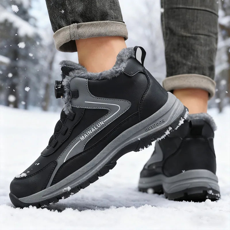 Botas de nieve para hombre, botas de senderismo cálidas y cómodas para invierno, zapatillas deportivas para hombre para exteriores, calzado deportivo impermeable, calzado de senderismo resistente al desgaste