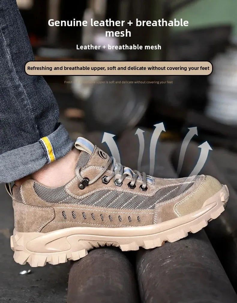 Spring New Men's Steel Toe Safety Shoes Breathable Work Shoes Anti Crush And Piercing High Temperature Resistant Wear Proof