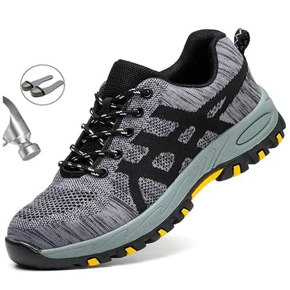 Botas de seguridad ligeras y transpirables para hombre con puntera de acero, anticaídas y antiperforación, resistentes al desgaste para obras de construcción.