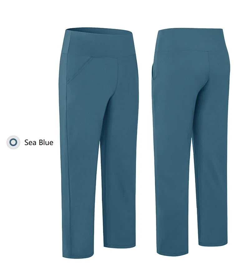 Pantalones deportivos para mujer, estilo casual, para yoga, holgados, de talle alto, elásticos, para entrenamiento físico, rectos, para correr, Yu02334