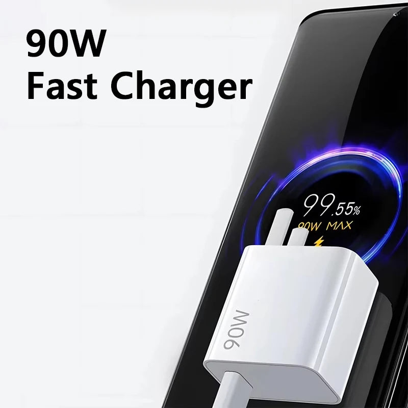 Cargador Xiaomi de 90 W, carga rápida y eficiente, adaptador de corriente de pared con turbocompresor, cable tipo C de 1/1,5/2 m y 6 A para Mi 15, 14 Ultra Pro, POCO X7 y X6