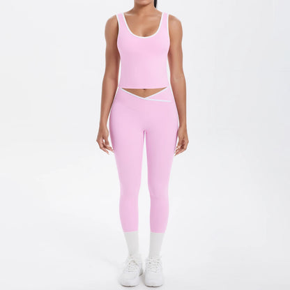 Conjunto de 2 piezas de pantalones de yoga con espalda descubierta y leggings para correr, de cintura alta, con estampado de melocotón y glúteos, para fitness y deportes.