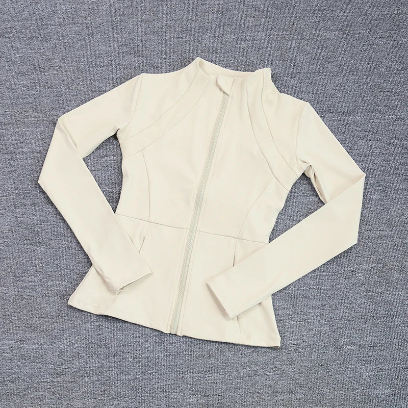Chaqueta deportiva para mujer, camiseta de yoga, ajustada, de manga larga, para correr, pilates y fitness