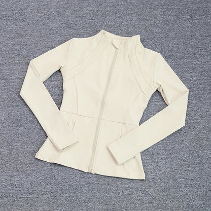 Chaqueta deportiva para mujer, camiseta de yoga, ajustada, de manga larga, para correr, pilates y fitness