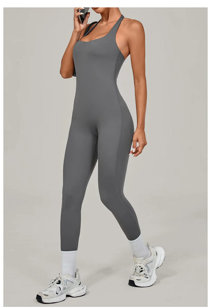 Nuevo Body de Yoga Sexy para Mujer, Mono Deportivo de una Pieza, Sin Mangas, Espalda Abierta, Conjunto de Yoga de Secado Rápido, Ropa Deportiva para Entrenamiento y Yoga.