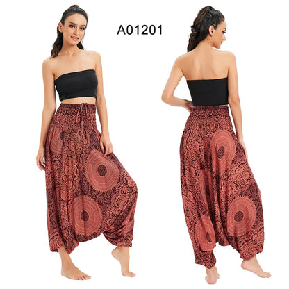 Bohemian Pants Women Pantalones Mujer Hippie High Waist Rayon Harem Baggy Boho Yoga Beach Wear Pour Femme Calca Feminina Printed