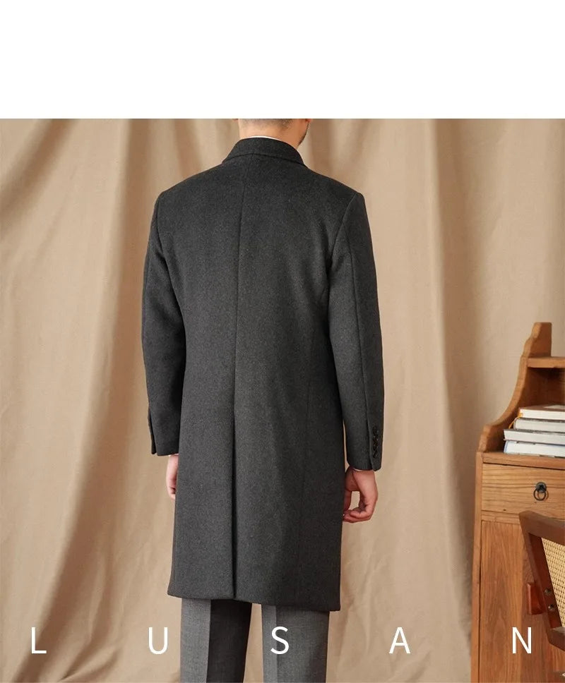 Abrigo Chester de lana 50% para hombre - 800 g. Chaqueta de campo retro cruzada de otoño/invierno.