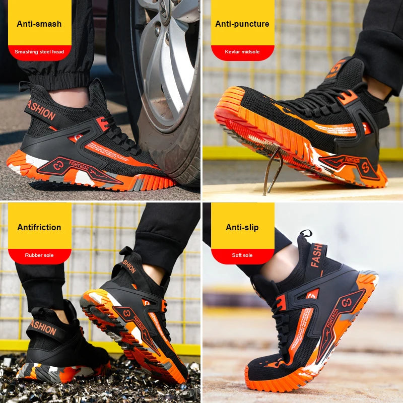Botas de seguridad de caña alta para hombre, calzado de protección, zapatos de trabajo con puntera de acero, zapatos de seguridad antiperforación para hombre y mujer, botas de seguridad para el trabajo.