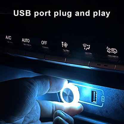 Mini luz ambiental LED portátil para coche, USB, decorativa, para interior de coche, luz de ordenador, Plug and Play.