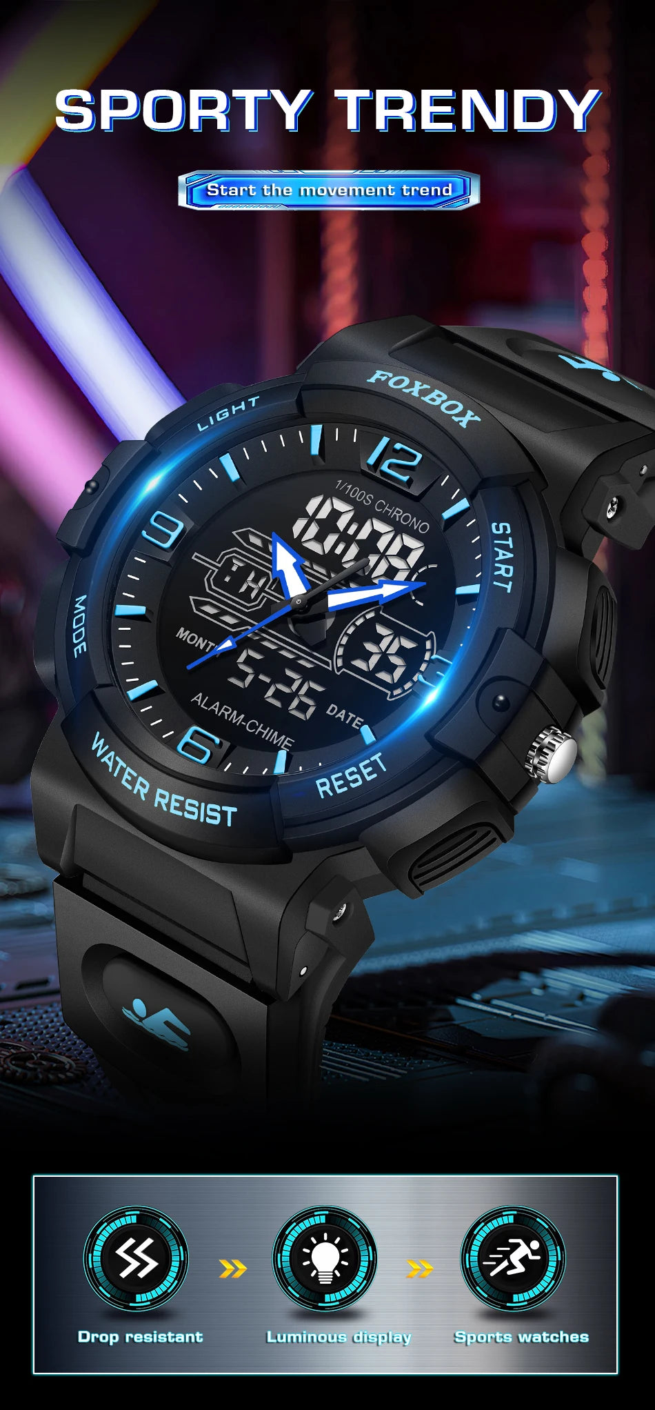 LIGE-Reloj de pulsera deportivo militar para hombre, nuevo, resistente al agua hasta 50 m, con alarma y pantalla LCD dual, de cuarzo