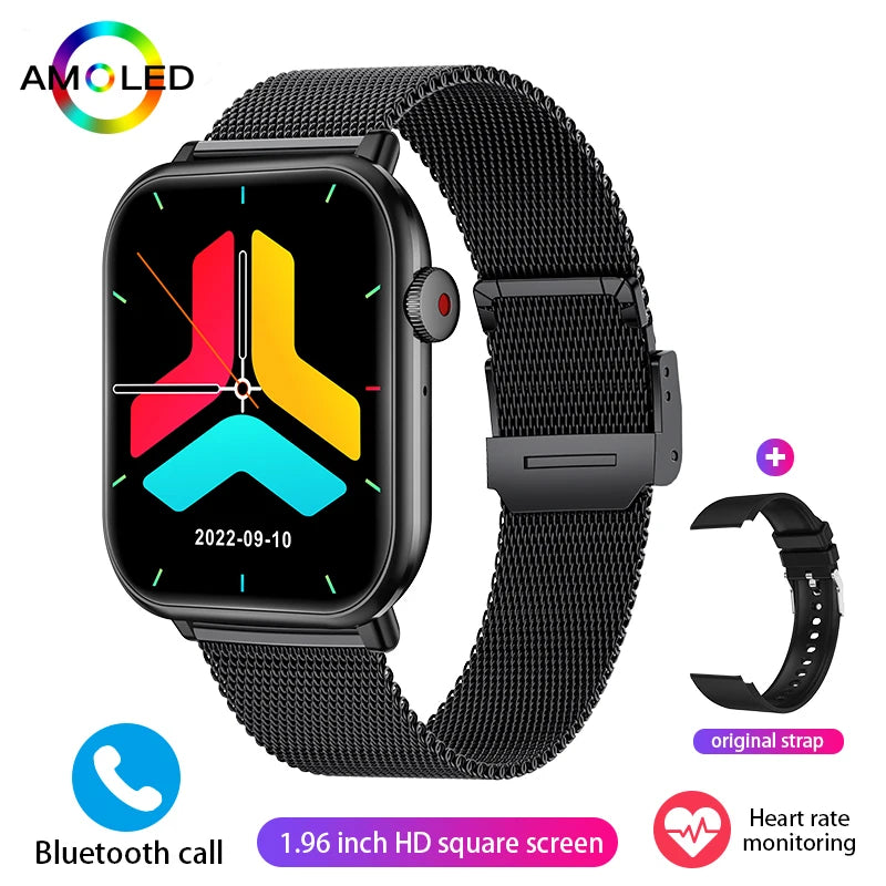 Nuevo reloj inteligente AMOLED para mujer, para hombre, con control de temperatura corporal, deportivo, fitness, resistente al agua, Bluetooth, llamadas, reloj inteligente digital para mujer.