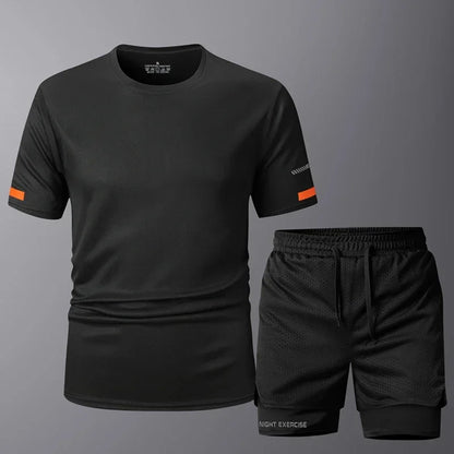 Conjunto deportivo de 2 piezas para hombre, de secado rápido, para correr, entrenamiento, gimnasio y fitness.