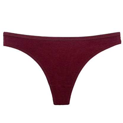 Conjunto de 5 bragas de algodón para mujer, tanga, ropa interior sexy, lencería femenina, bragas íntimas de color liso.