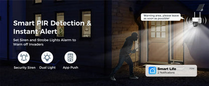 Cámara IP de seguridad inteligente Tuya SmartLife WIFI 3MP IP65 resistente al agua con seguimiento humano, visión nocturna a color y energía solar.