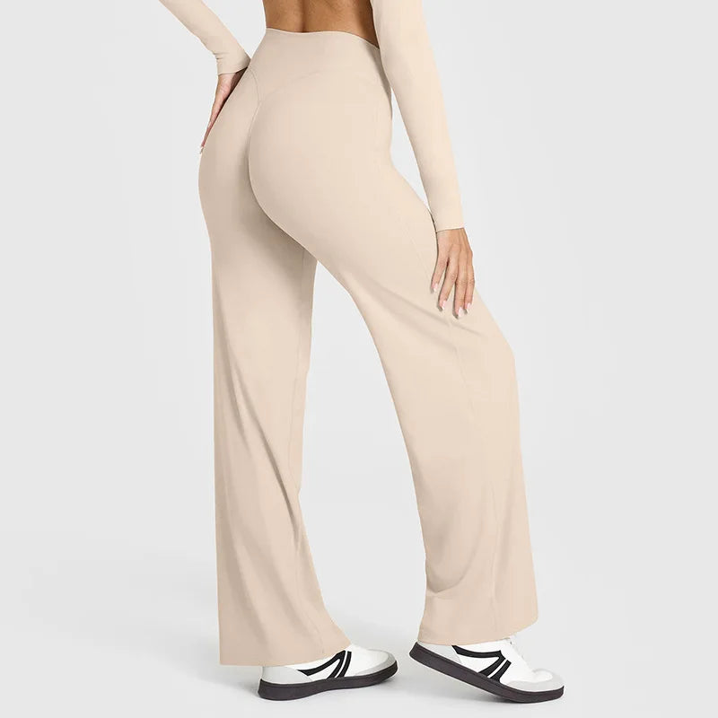 Pantalones rectos de tejido ultrasuave tipo mantequilla para mujer, pantalones de yoga de talle medio, mallas deportivas de tacto natural, leggings de pilates, pantalones deportivos para correr.
