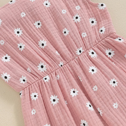 Ropa para niños pequeños, monos de verano para niñas, monos de algodón con estampado floral, sin espalda y con lazo, ropa para bebés