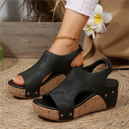 Sandalias de cuña para mujer, elegantes sandalias de verano, huaraches, zapatos de tacón para mujer.