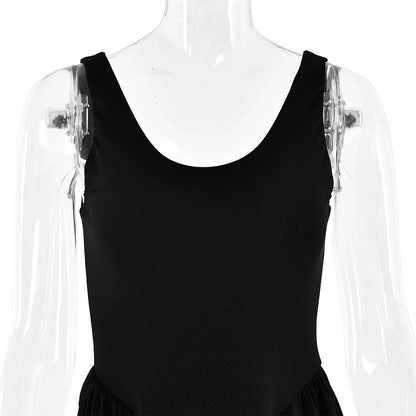 Vestido largo sexy con abertura alta JULISSA MO para mujer, negro, sin mangas, de talle alto, ideal para otoño, elegante y ajustado, perfecto para fiestas y discotecas (2024)