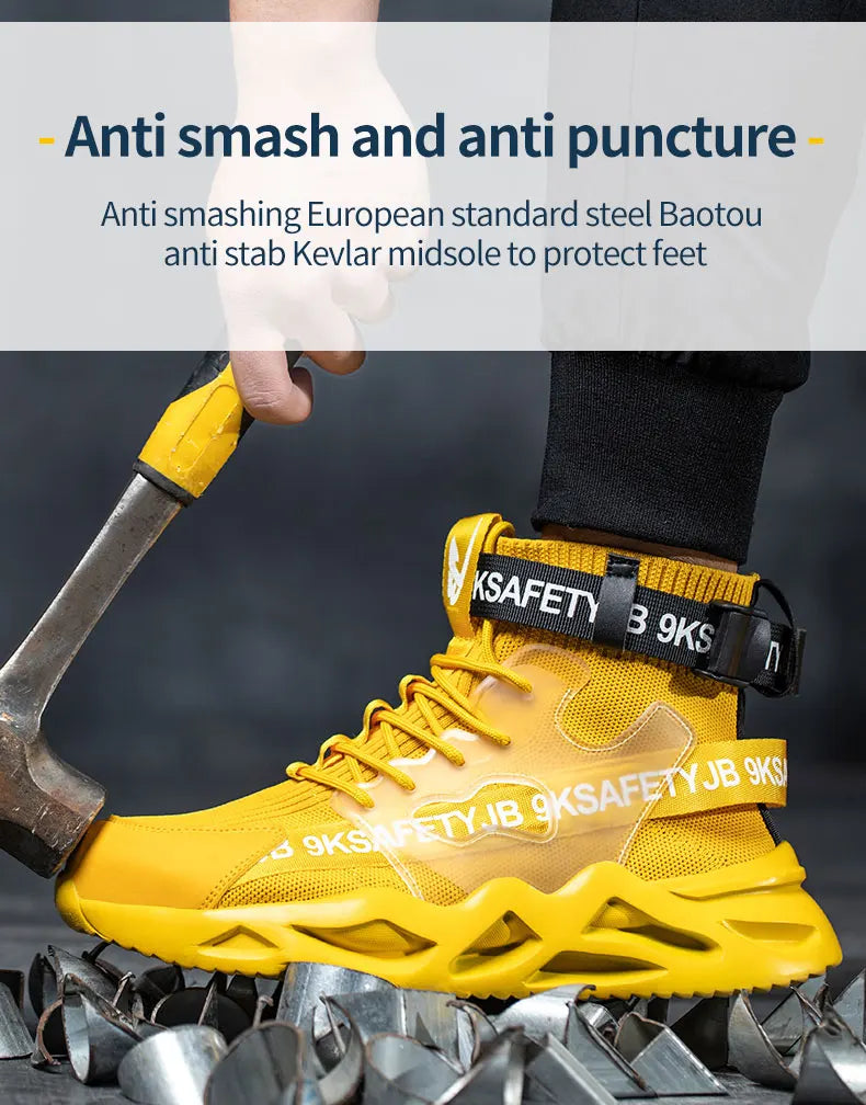 Zapatos de seguridad con puntera de acero para hombre y mujer, botas de trabajo ligeras, transpirables y cómodas, zapatillas de seguridad para la construcción industrial, botas para hombre.