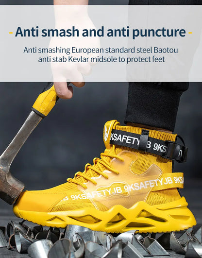 Zapatos de seguridad con puntera de acero para hombre y mujer, botas de trabajo ligeras, transpirables y cómodas, zapatillas de seguridad para la construcción industrial, botas para hombre.