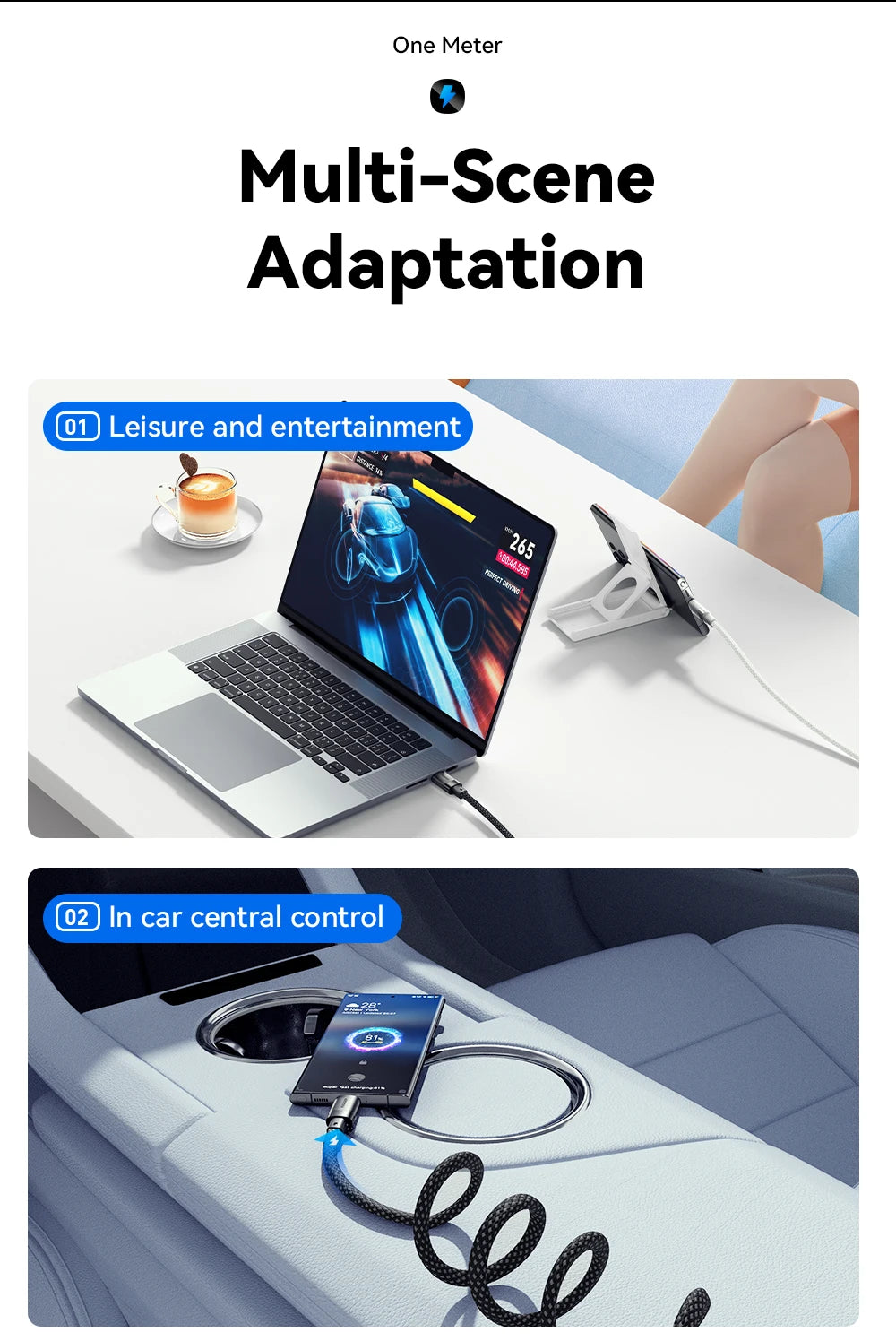 Cable de carga rápida USB-C a C Essager PD de 100 W con succión magnética y antienrollamiento para iPhone 15, portátil y Samsung.