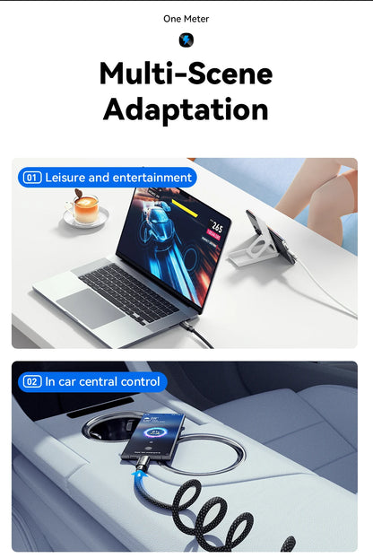 Cable de carga rápida USB-C a C Essager PD de 100 W con succión magnética y antienrollamiento para iPhone 15, portátil y Samsung.