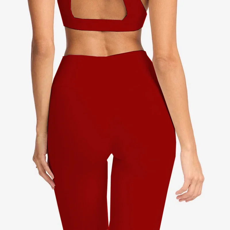 Conjunto de yoga de dos piezas para mujer PMWRUN. Incluye shorts y ropa deportiva para gimnasio.