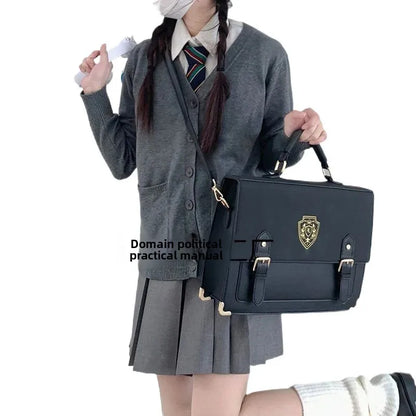 Bolso Jk de estilo universitario con diseño floral, bandolera doble para mujer, de PU, con bolsillo interior con cremallera.