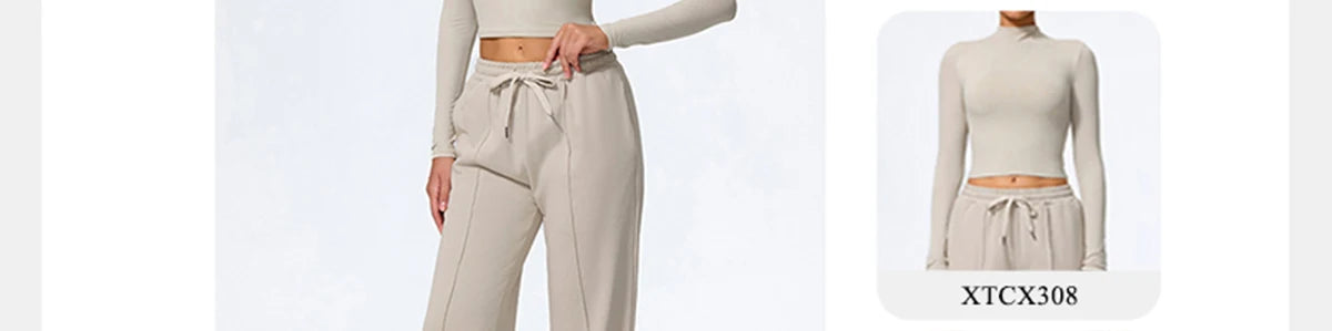 Pantalones largos de yoga para mujer, cálidos para invierno y otoño, para gimnasio, entrenamiento, estilo holgado, deportivos, de cintura alta, con cordón ajustable.