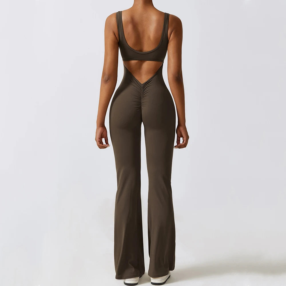 Mono deportivo para mujer, conjunto de yoga, chándal, ropa de yoga, ropa deportiva de entrenamiento, mono sexy con escote en V en la espalda