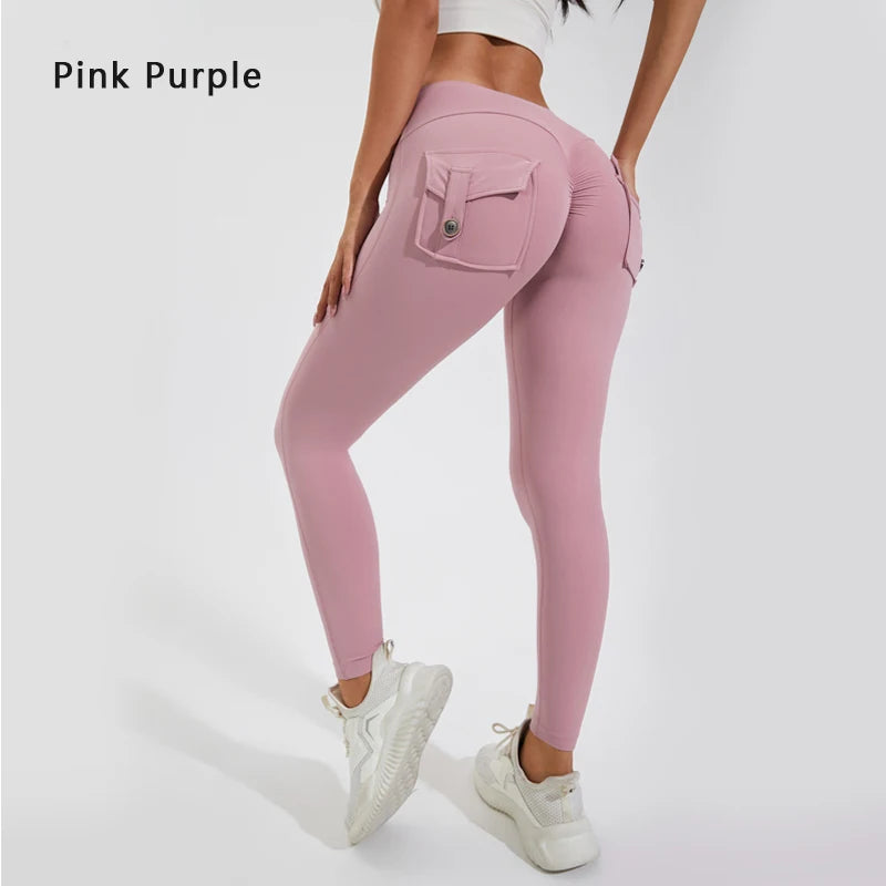 Pantalones de yoga DIAS FIT JOY de nailon, con bolsillo en los glúteos, ajustados, para mujer, deportivos, de fitness, realzan la cadera, transpirables, sin línea en T.