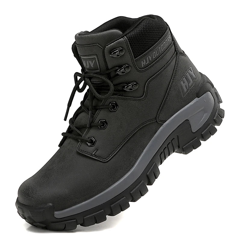 Botas altas de cuero para hombre, transpirables, para combate en el desierto, para exteriores, antideslizantes, para senderismo, motociclistas, botines de trabajo