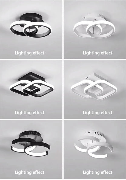 Lámpara de techo LED moderna de 2 anillos con diseño creativo. Ideal para interiores: pasillo, balcón, oficina.