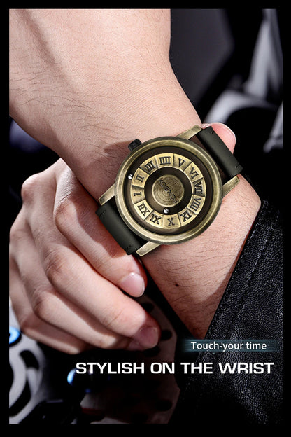 Reloj de cuarzo para hombre FOXBOX, moda, personalidad, creativo, con bola de hierro giratoria, puntero magnético, resistente al agua, para hombre, regalo + caja.