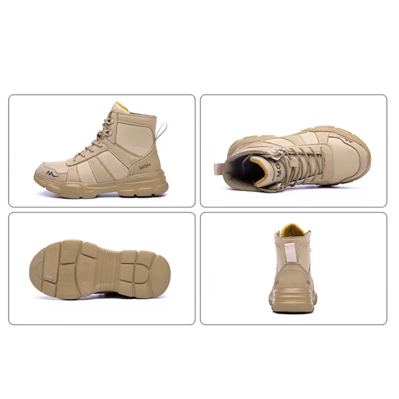 Botas de trabajo, zapatos de seguridad indestructibles, zapatos con punta de acero para hombre, zapatillas antipinchazos, zapatos de trabajo antideslizantes para mujer, botas tácticas para hombre