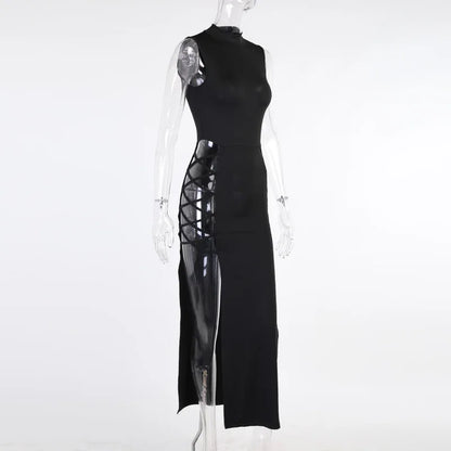 2025 Elegant Black Sleeveless Bandage Sexy Dress for Women Club Party Backless Tank Dresses Skinny Fashion Summer