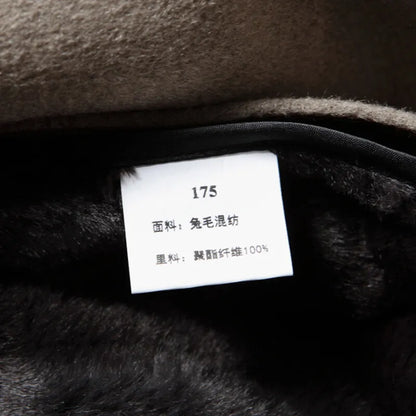 2024 Winter New Men's Hoodie Medium Long Woolen Coat Rabbit Plush Thick Warm Casual Coat High end Fabric 100% Pure Wool