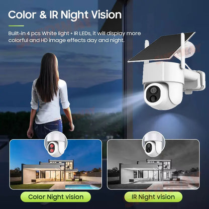 Cámara de seguridad WiFi solar Tuya para exteriores, inalámbrica, 5MP, batería de bajo consumo, cámara PTZ, detección de movimiento PIR, videovigilancia CCTV