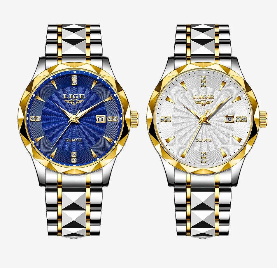 Reloj de lujo LIGE para mujer, moderno, deportivo, para exteriores, luminoso, de cuarzo, con movimiento importado, resistente al agua, de acero inoxidable.