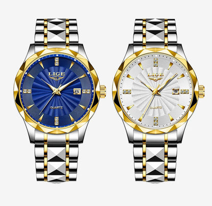 Reloj de lujo LIGE para mujer, moderno, deportivo, para exteriores, luminoso, de cuarzo, con movimiento importado, resistente al agua, de acero inoxidable.