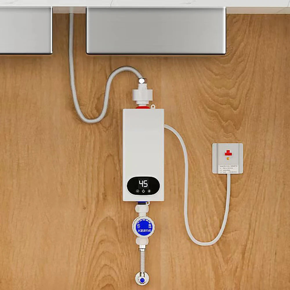 Calentador de agua instantáneo sin tanque de 5500 W con termostato, calentador de inducción, calentadores eléctricos táctiles inteligentes, ducha automática.