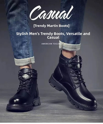 Botas de hombre de piel suave con forro interior, informales, para otoño e invierno, de alta calidad, versátiles, cómodas y que combinan con todo.