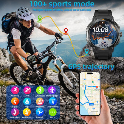 LIGE - Nuevo reloj inteligente con GPS para hombre, llamadas Bluetooth, batería grande de 400 mAh, pantalla AMOLED de 1,43 pulgadas, voz IA, IP68, resistente al agua